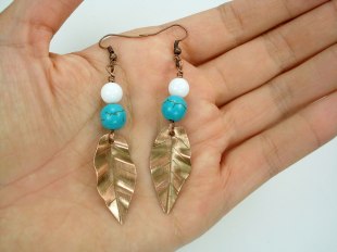 metal-work-earrings-boho-style-turquoise-copper-long-dangle-handmade-women